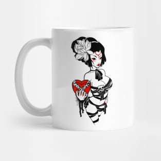 Girl with a heart-shaped box Mug